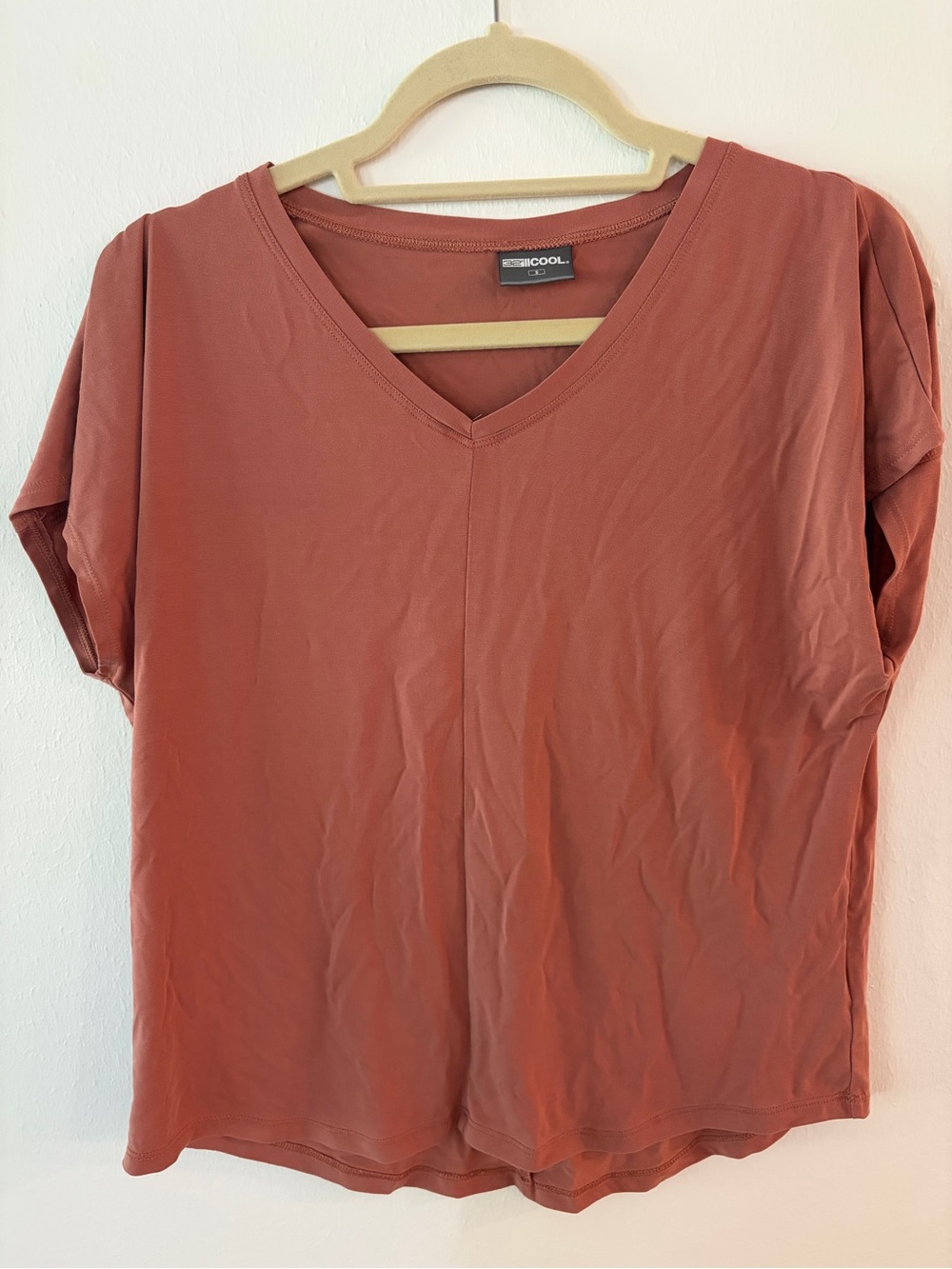 32 Degrees Cool Rust Modal V-Neck Short Sleeve Top Size S